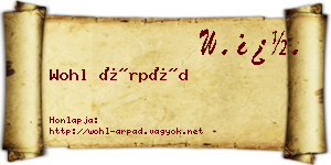 Wohl Árpád névjegykártya